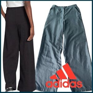 Adidas Black Wide Leg Partial Elastic Waist Lightweight Pant (S)